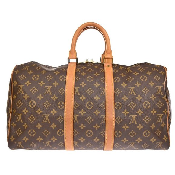 LOUIS VUITTON Keepall 45 Travel Hand Bag Monogram Leather Brown - Picture 1 of 16